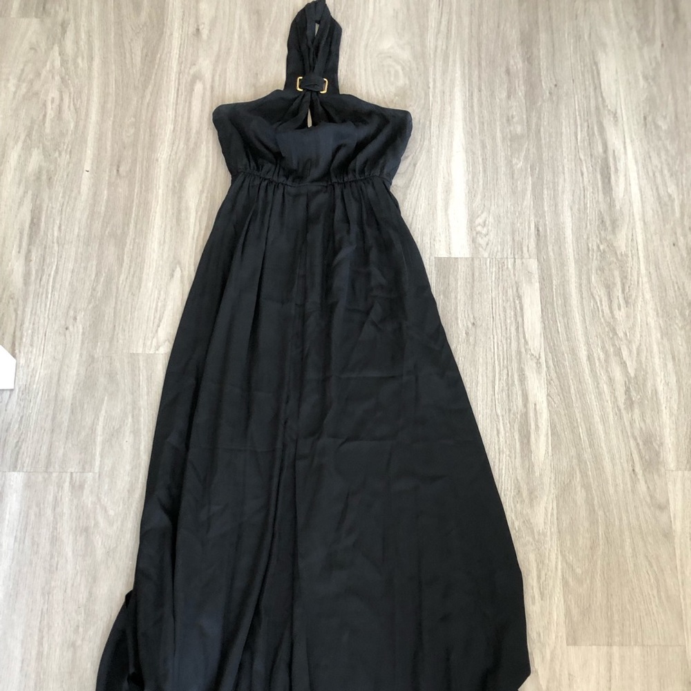Halter neck long black dress
